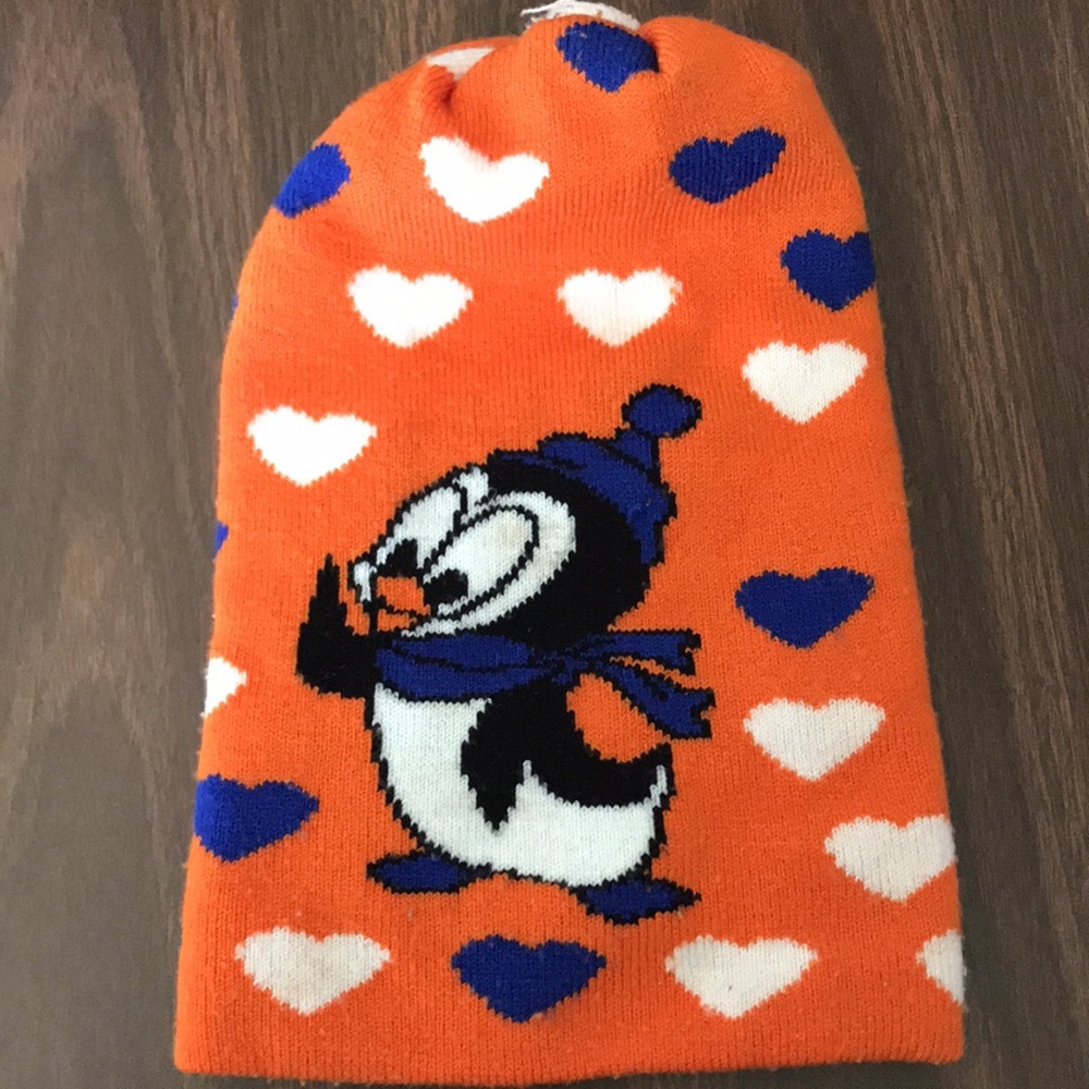 Kids Chilly Willy Orange Pullover Winter Hat